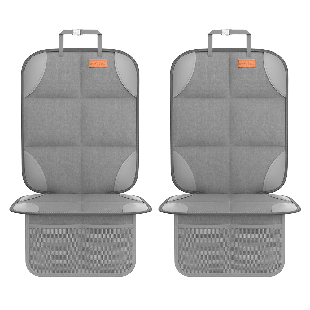 SMART ELF2 Pack Car Seat Protector-600D Fabric Waterproof Carseat Protector with Thicily Padded to Protect Your Car Seats from Child Seats and Pets (Light Grey)