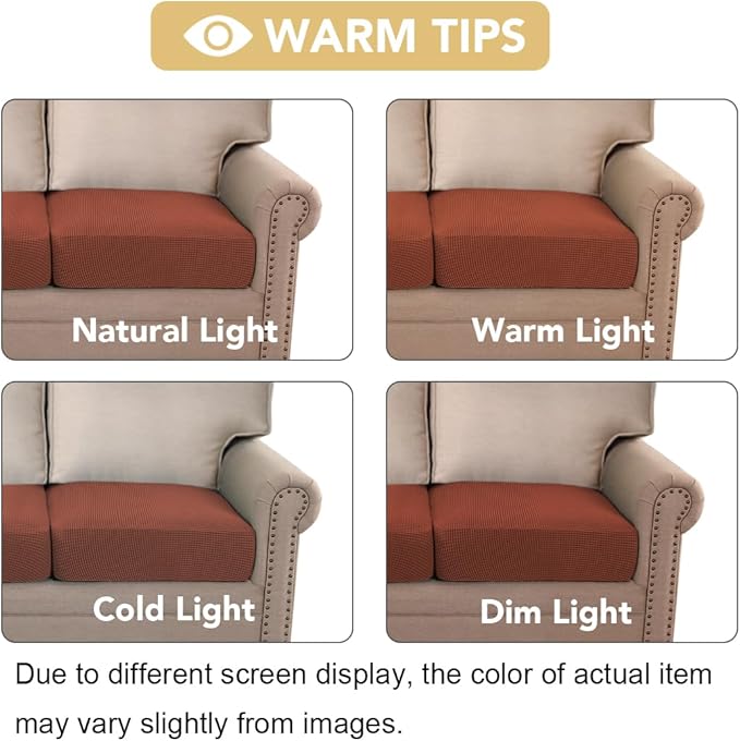 H.VERSAILTEX Super Stretch Individual Seat, Sofa Covers Couch, Cushion Covers Slipcover Sets Thick Jacquard Textured Twill Fabric (2 Piece Large Sofa Cushion Covers, Rust)
