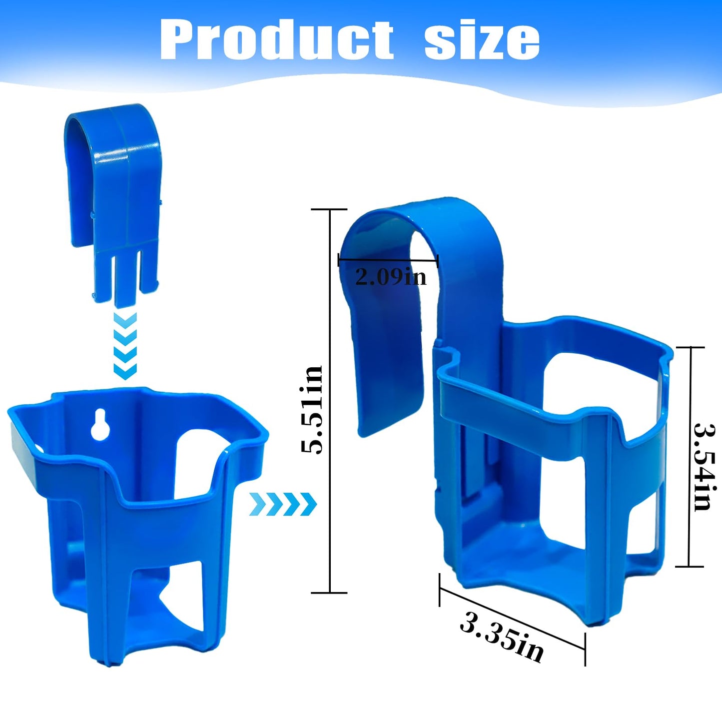 Pool Cup Holders,4 Pack Poolside Cup Holder Above Ground Pool Accessories, Fits 2 Inch or Less Round Top Bar,Pool Drink Holders for Drinks Above Ground