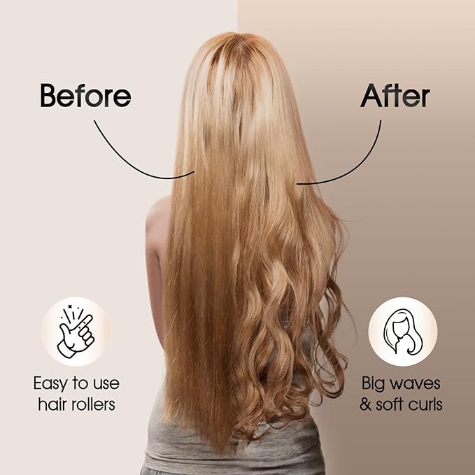18 pcs Heatless Self Grip Hair Rollers,Large Curlers for Long Medium Short Hair,No Heat Hair Curlers to Sleep In,Salon Hairdressing Curlers for Women Blowout Look,3 Sizes Hair Rollers