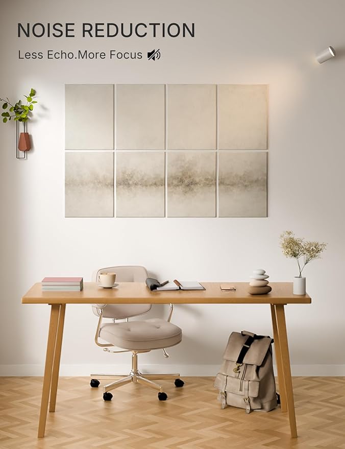 Wall Art Acoustic Panels,47''X31''Sound Absorbing Panels-8-Pack with 50 Adhesive Tabs, Decorative Sound Absorbing Panels for Living Room and Recording Studio, Offices-Dawn Embrace