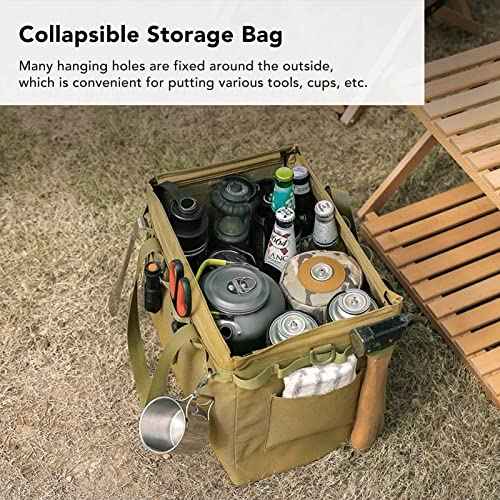 Camping Tool Tote Bag Camping Tool Bag Collapsible Design Wide Mouth Large Capacity Oxford Fabric Tool Tote Bag for Camping Picnic Travel