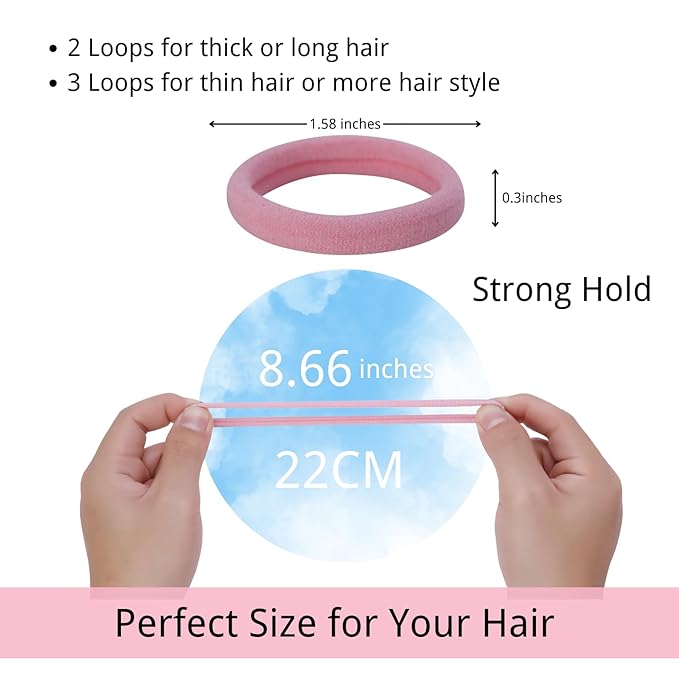 LuSeren 120PCS Colorful Hair Ties for Women Ã¢ÂÂ Soft Seamless Nylon Ponytail Holders, No Damage Fabric Hair Elastics for Thick Hair & Daily Matching