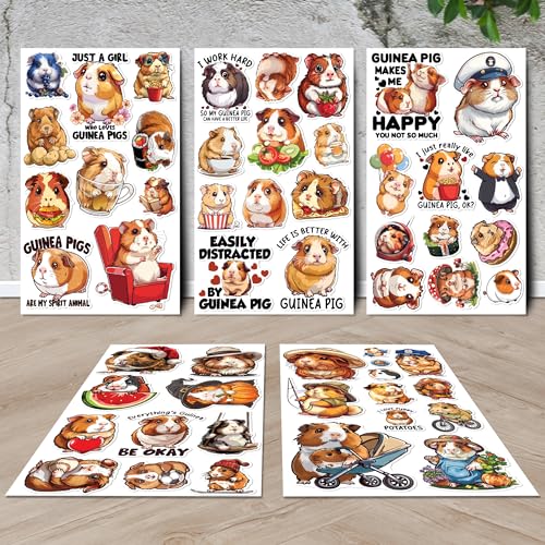 Guinea Pig Stickers 50 Pieces Vinyl Waterproof Decal for Laptop Water Bottle Phone Car Window Bike Motorcycle Stakeboard Scrapbook Guinea Pigs Sticker Gifts for Kid Teen Adult