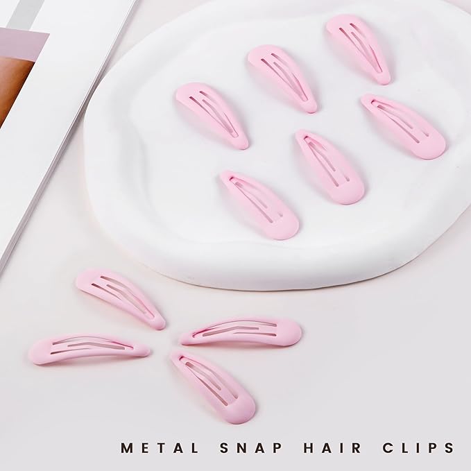 Small Hair Barrettes For Women No Slip Metal Snap Clips For Thin And Fine Hair,Matte Light Pink,20 PCS,1.97 x 0.5 Inch.
