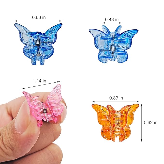 50 Packs Assorted Color Butterfly Hair Clips, Beautiful Mini Butterfly Hair Clips Hair Accessories for Women and Girls (Glitter Color)