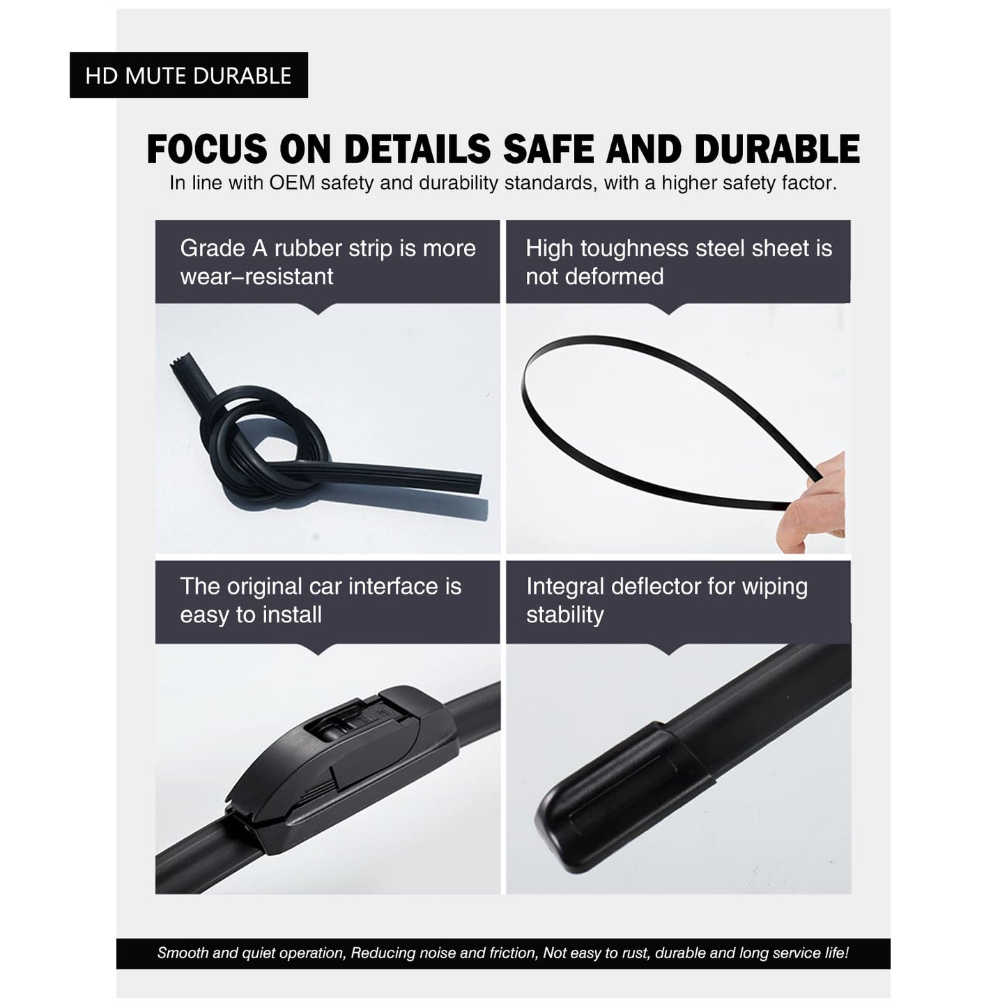 Replacement for Kia Sportage 2023, Hyundai Santa Fe 2019-2023, Elantra GT 2018-2020 Silent Wipers -FAPIUO Front and Rear Windshield Wipers 26"+16"+12" Full Blade Set (3 Pack) U/J HOOK