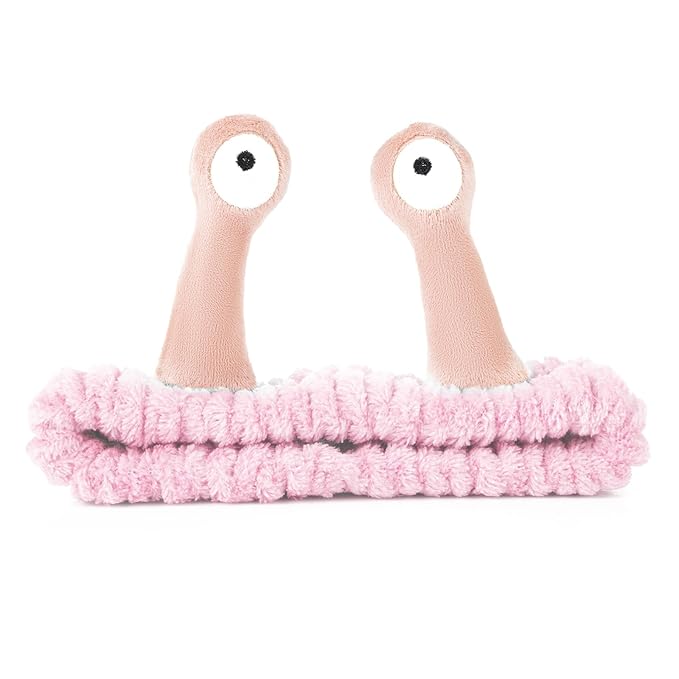 Face Wash Headband, Palm and Snail Spa Hair Bands Makeup Headbands Women Cartoon Cute Coral Fleece Elastic Headband Creative Hair Accessories for Washing Face Shower Sports (Light pink)