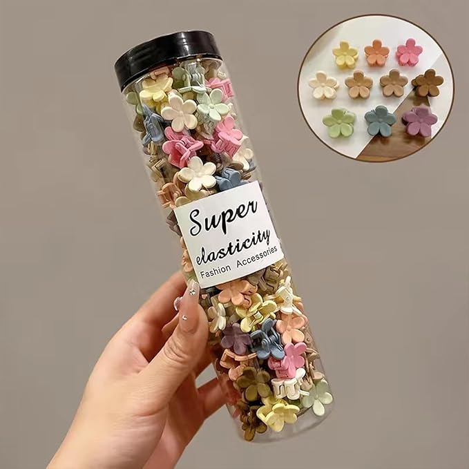 50Pcs Mini Flower Hair Accessories - Cute Tiny Claw Clips for Fine Hair Styling, Strong Grip Colorful Clips, Christmas Gifts for Women and Girls