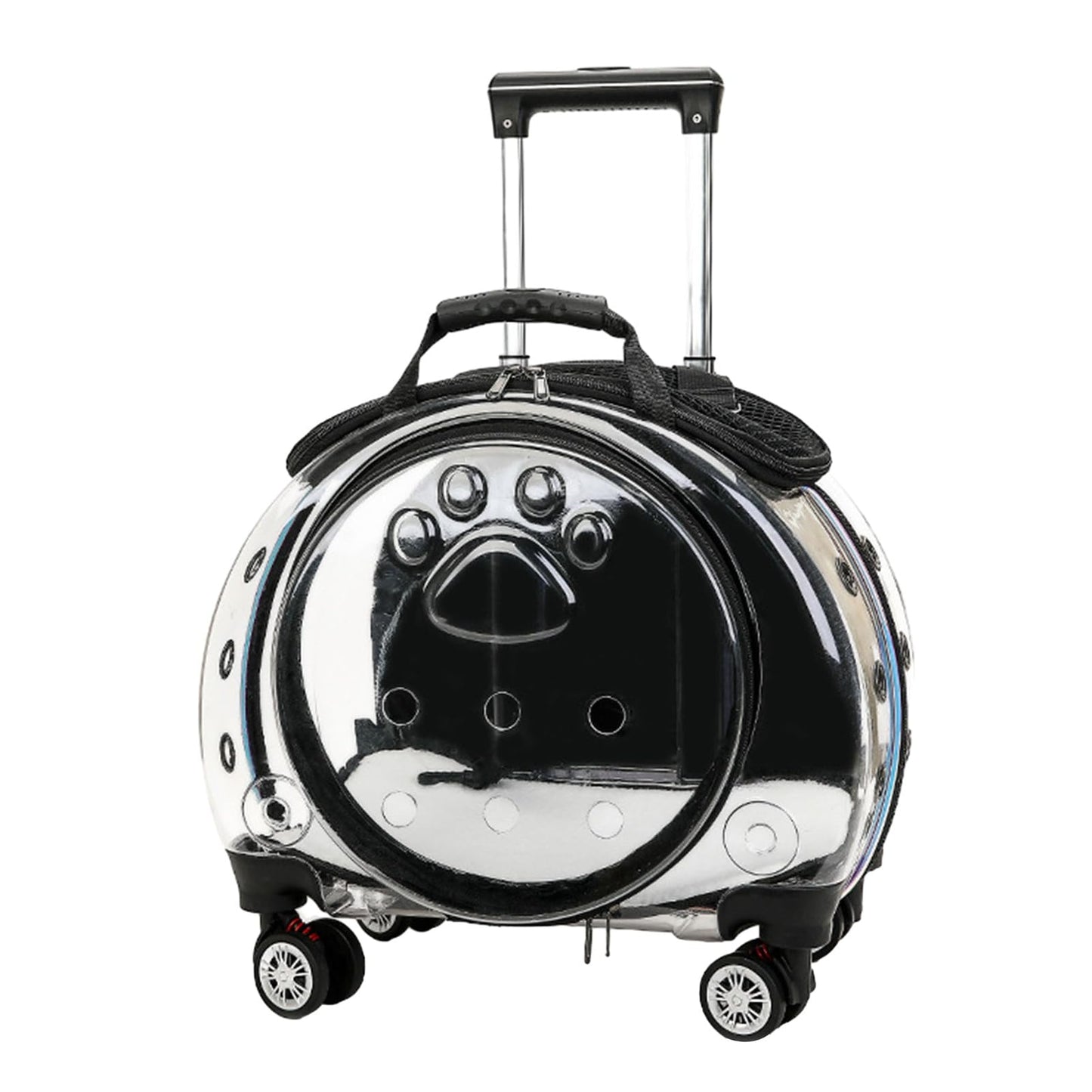 gihusrzx Pet Trolley Case with Upgraded Detachable Silent Wheels, Clear Ventilation Holes Cat Dog Carrier, Cat Dog Carrier with Telescopic Handle, Perfect for Traveling/Taking a Walk Black