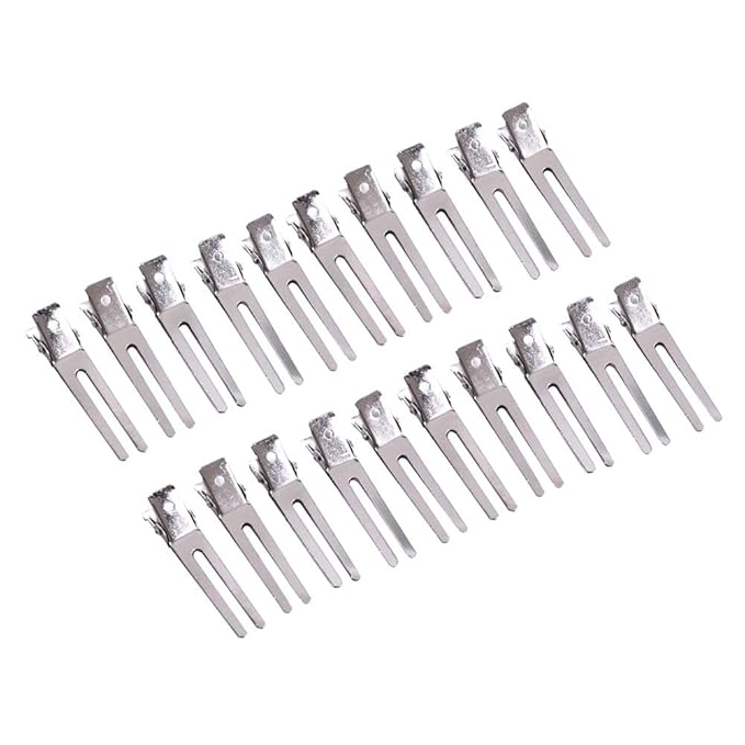 50 Pcs Double Prong Hair Clips Curl Clips 1.77 Inches Metal Alligator Hair Pins Styling Clips for Salon Hair Extensions