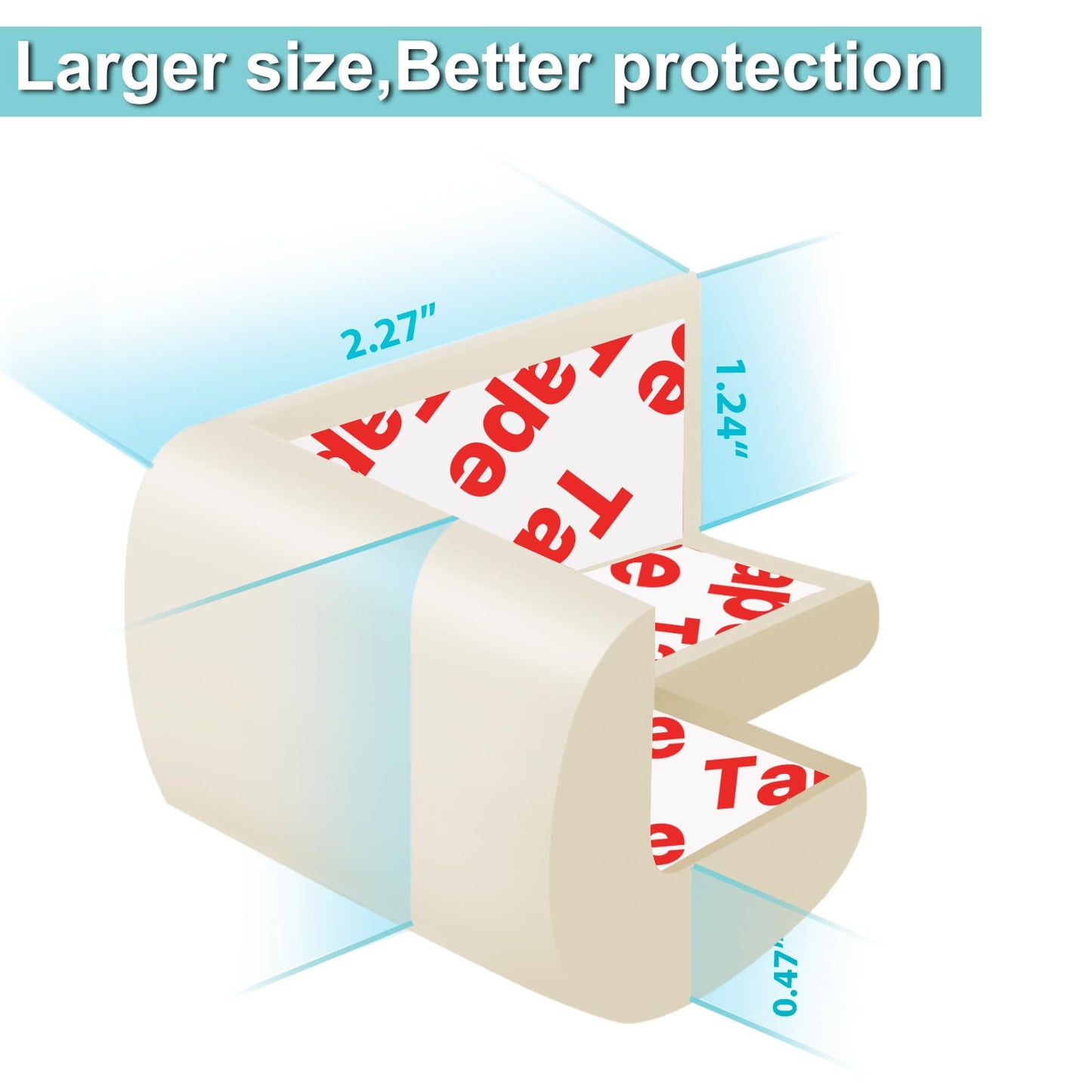 12 Pack Corner Protector Baby Proofing Edge and Corner Guards, Soft Safety Pre-Taped Rubber Foam Furniture Bumpers for Fireplace, Table, Stair, Cabinet (Off White)