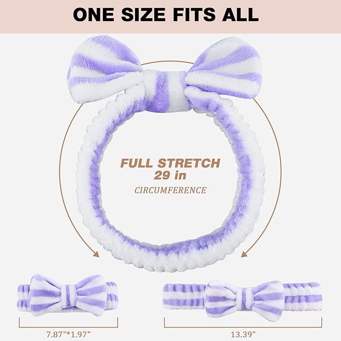 YOOVR 8pcs Spa Headband, Mothers Day Gifts Bulk, Stocking Stuffers for Teen Girls Women, Skincare Makeup Face Wash Headband, Hair Accessories, Party Favors for Adult, Easter Baskets Stuffers (Candy)