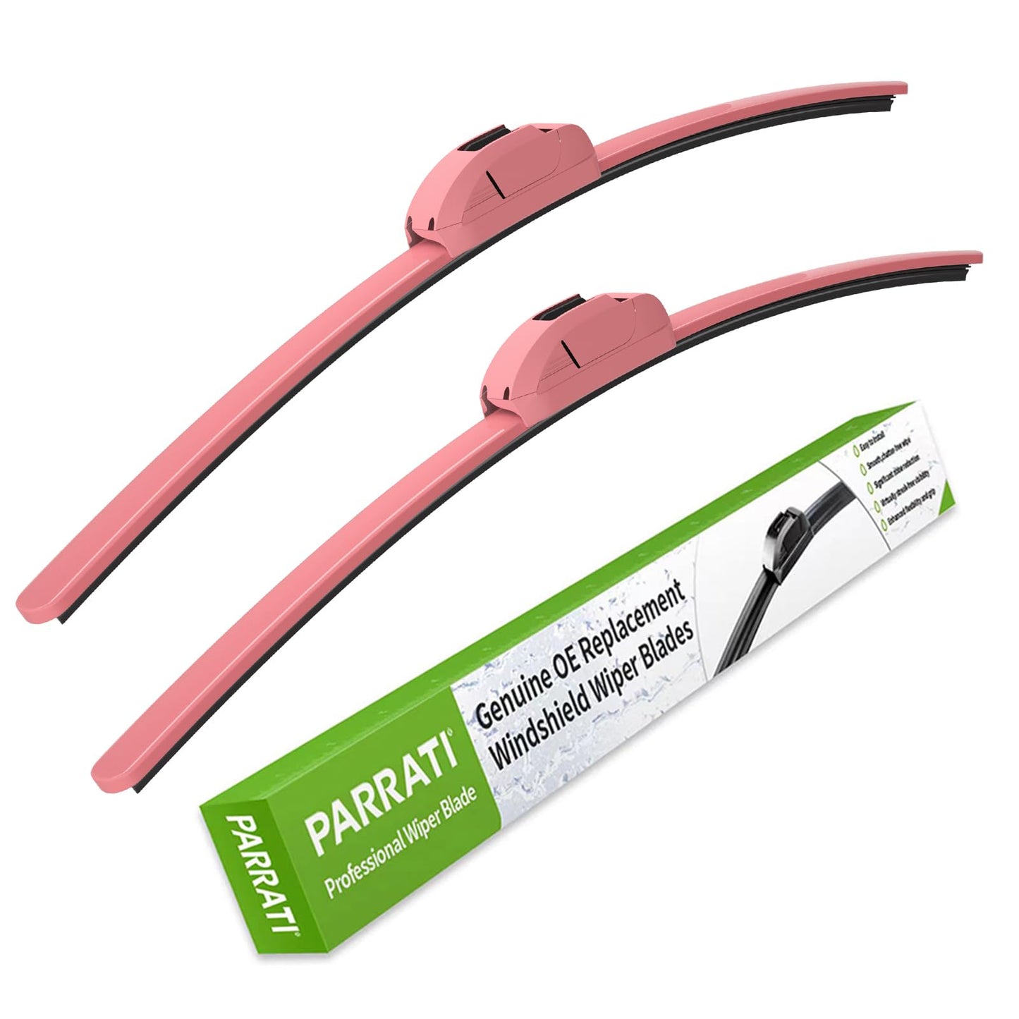 OEM QUALITY 13" + 13" PARRATI Premium All-Season Pink Windshield Wiper Blades (Set of 2)