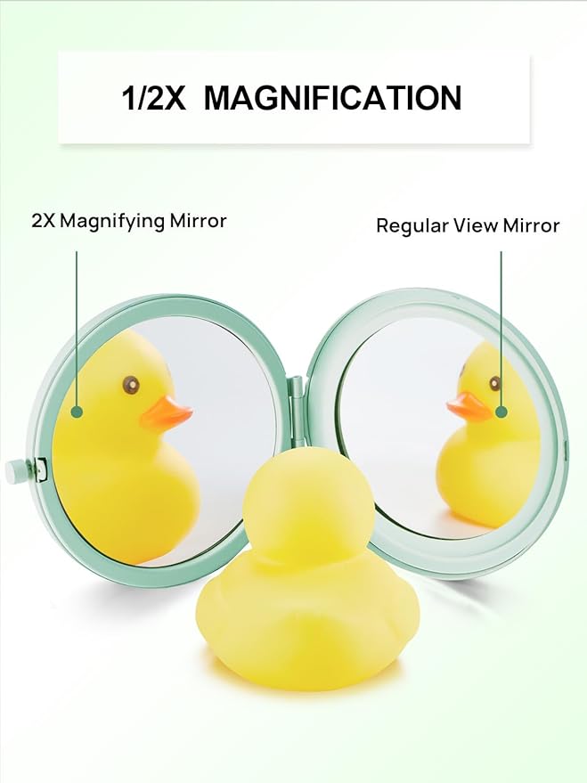 Compact Mirror for Purse, Pack of 12 Double-Sided 1X/2X Magnifying Metal Pocket Makeup Mirrors(Round, Cyan)