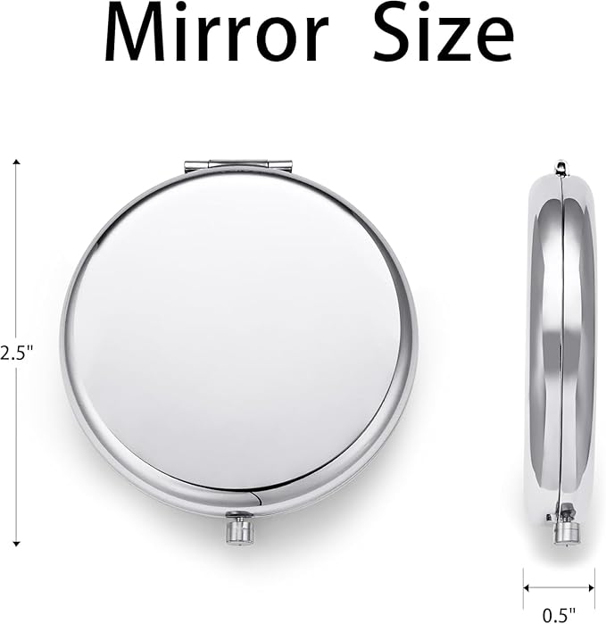 Compact Mirror for Purse, Metal Round Shell, Double-Sided 1X/2X Magnifying, Portable Travel Makeup Mirror, Mini Pocket Mirror, Sliver, 4 Packs