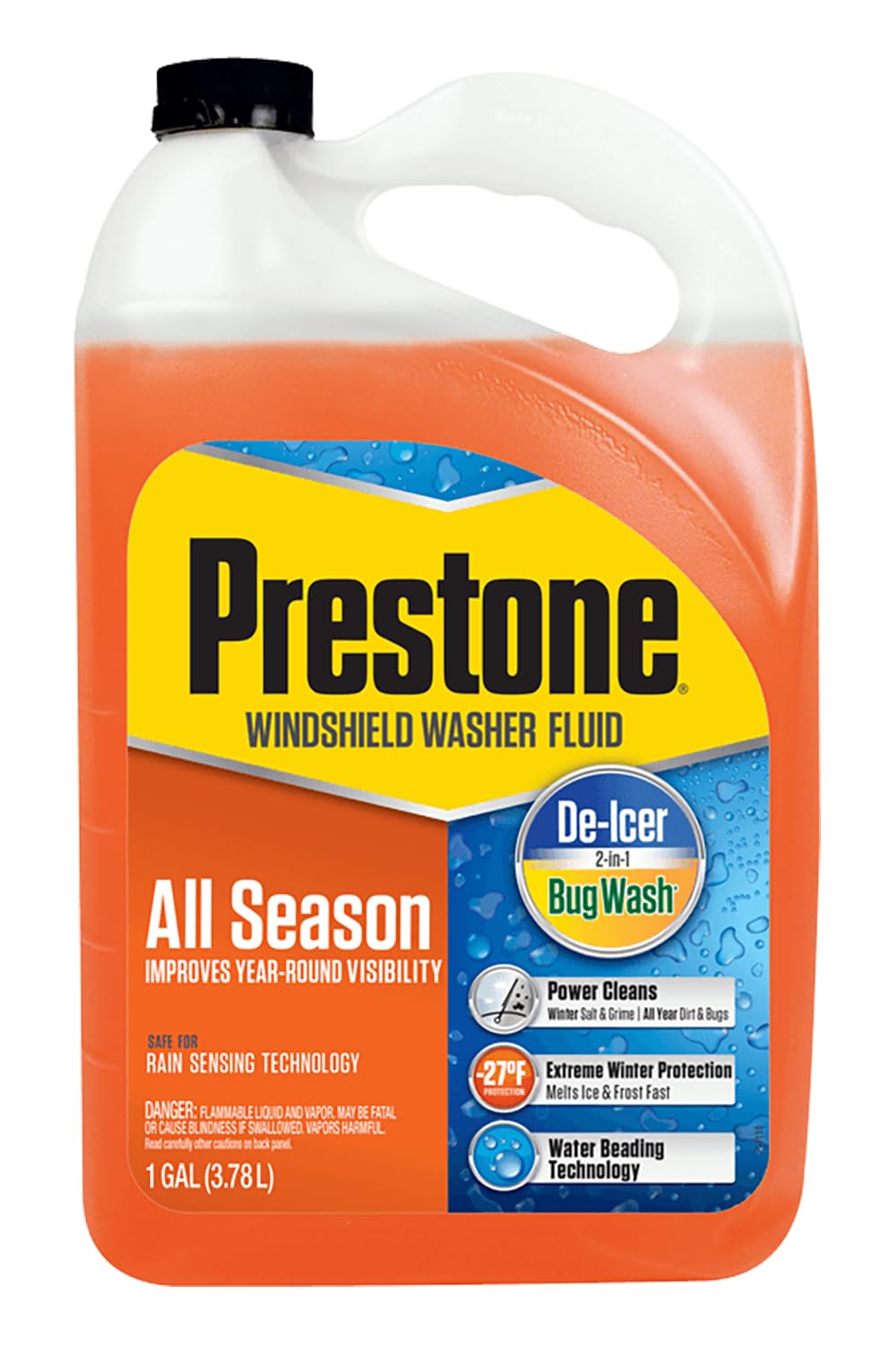 Prestone AS658 Deluxe 2-in-1 Windshield Washer Fluid, 1 Gallon, Pack of 6