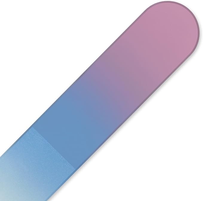 Mont Bleu Rainbow Crystal Nail File in Black Pouch - Small/Purse Size - Czech Tempered Glass - Handmade in Bohemia (Czech Republic)