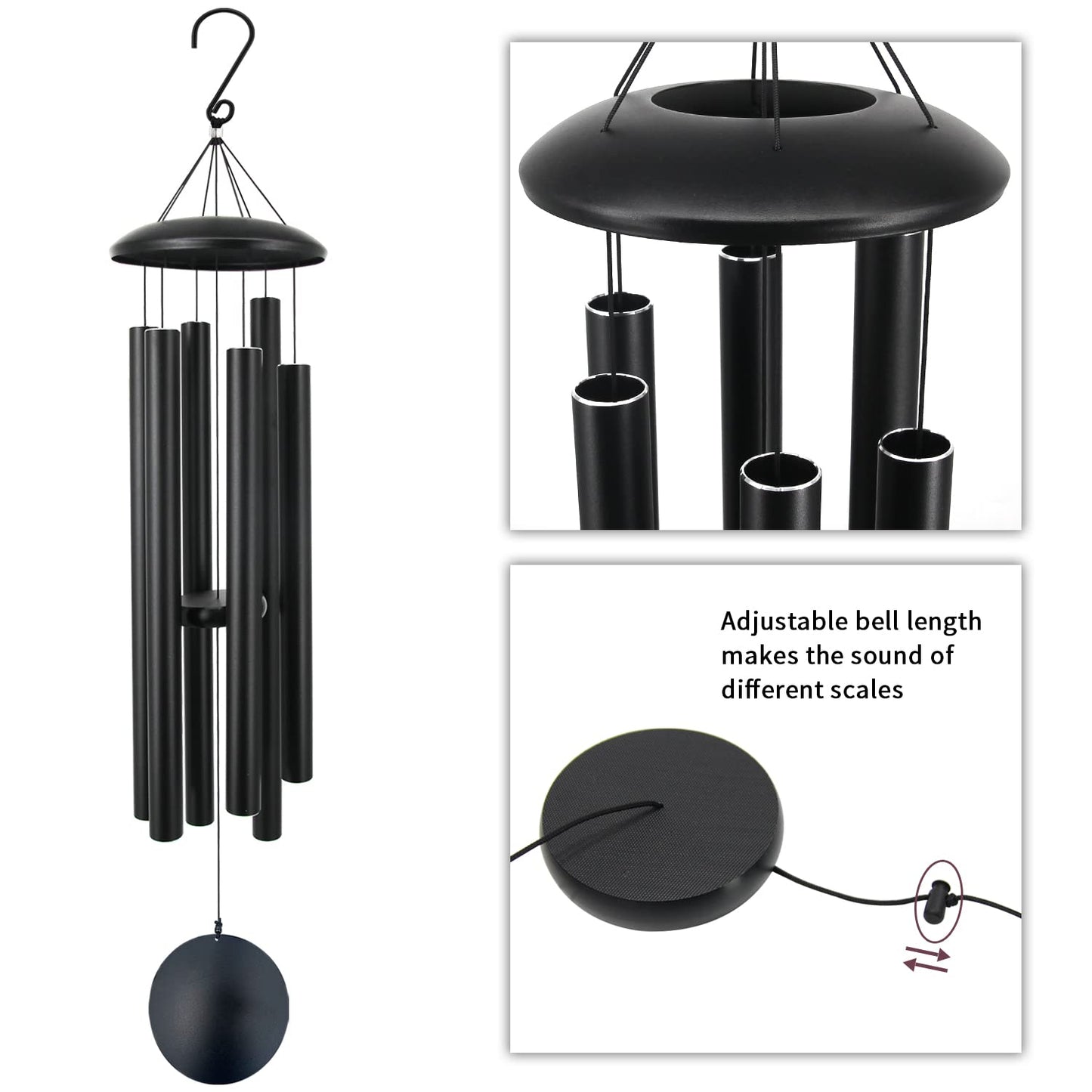 ASTARIN 45 in Memorial Wind Chimes Large with 6 Heavy Tubes, Large Deep Tone Wind Chimes Outdoor for Garden Hanging Décor,Sympathy Gifts. Black