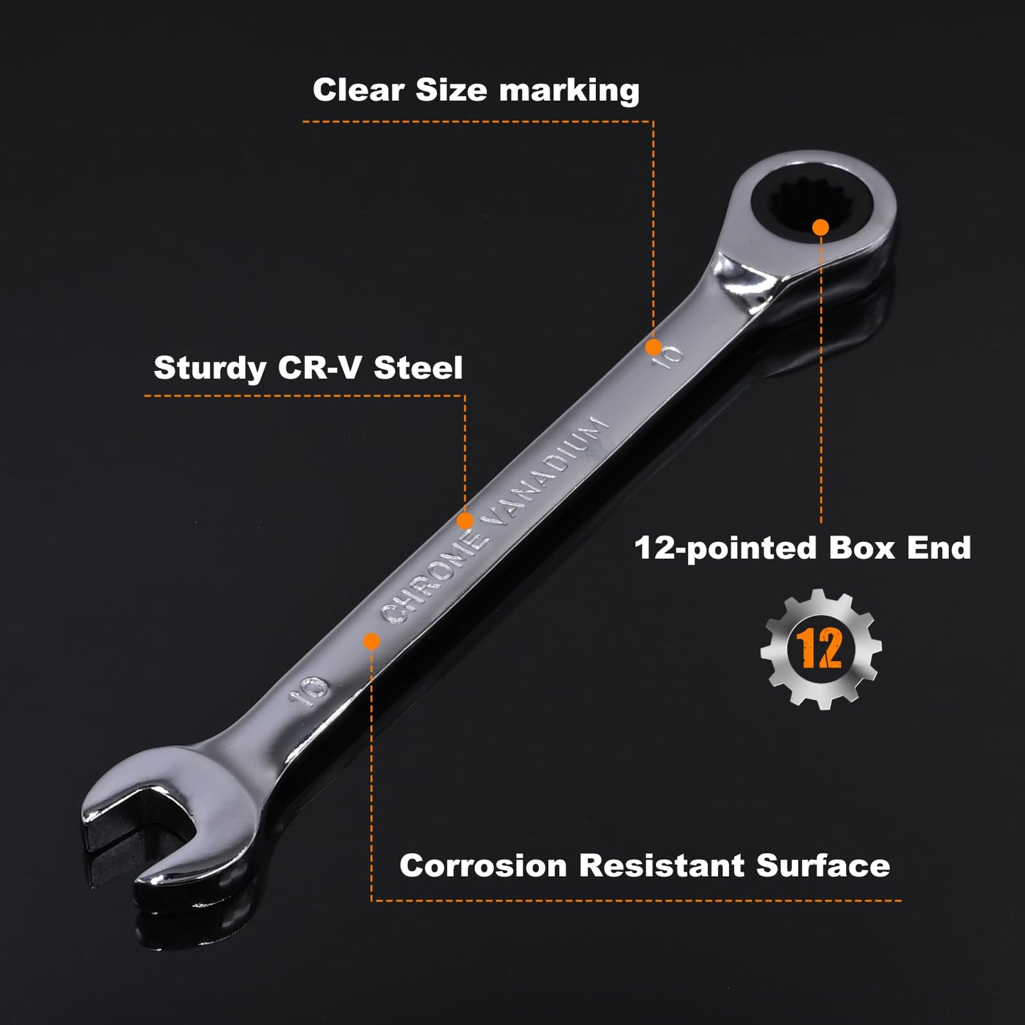 Egofine Ratcheting Wrench Set, 6 mm - 24 mm Metric Wrench Set 18pc, 72 Teeth Combination Wrenches Set, Chrome Vanadium Steel with a Roll Up Storage Bag