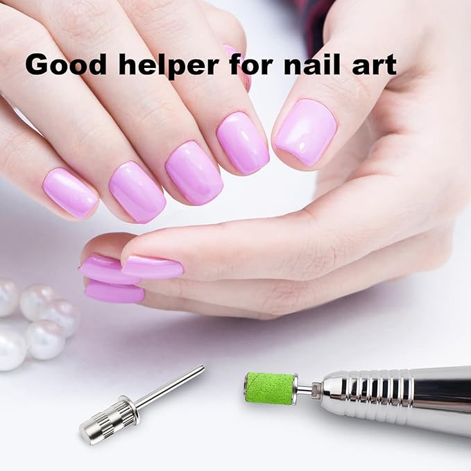 Nail Drill Bits,Sanding Bands for Nail Drill Shaft 3/32 inch,Drill Bits for Nails,Mandrel Bit for Nails,Nail Drill Bits for Acrylic Nails Manicure Nails Manicure Pedicure Tool (Silver) Pack of 6