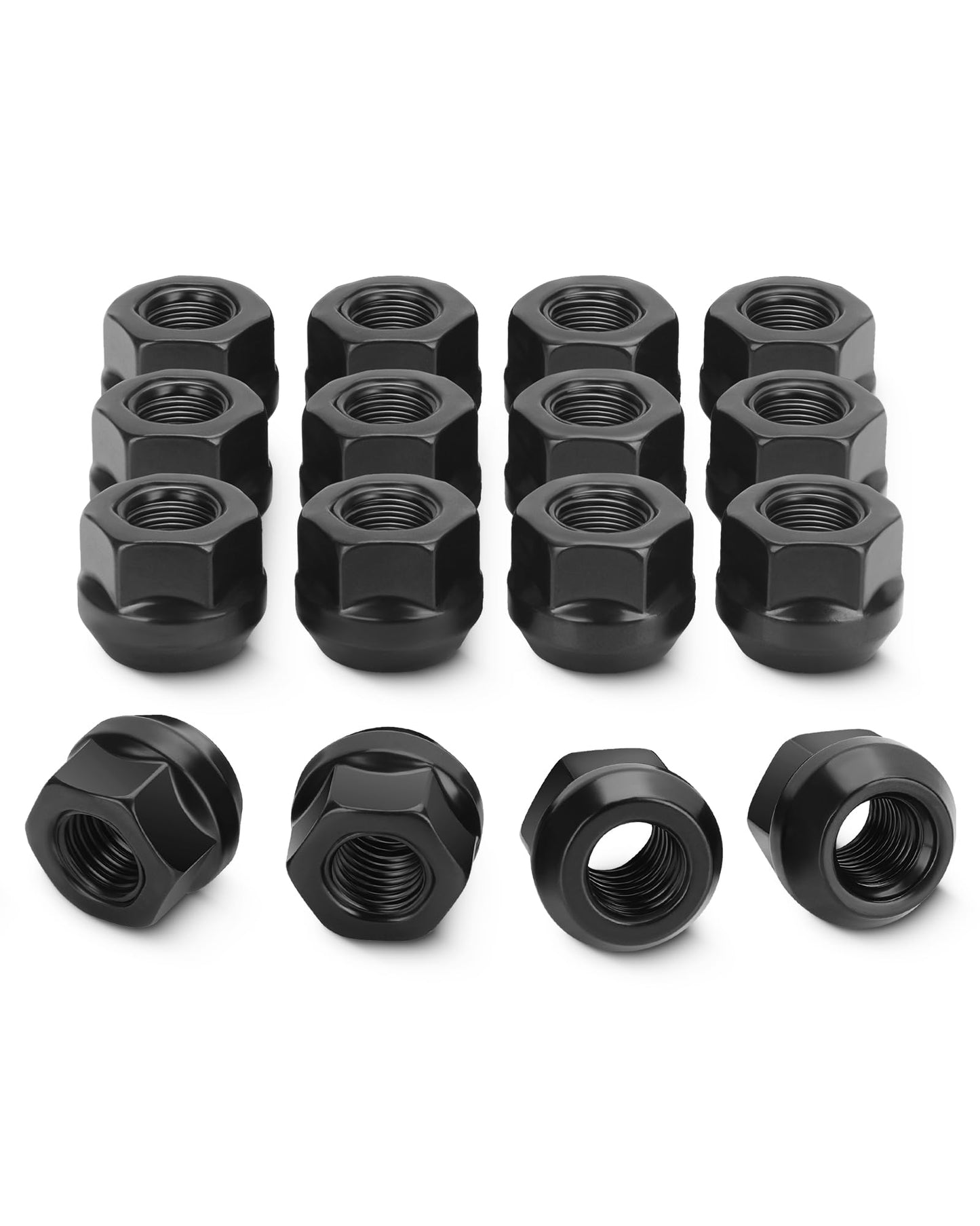 M10x1.25 Open End Lug Nuts Fit for Honda Rancher Foreman, 16pcs 10x1.25 One-Piece Design Lugnuts for Can-Am Commander Maverick, Black ATV Lug Nuts for Kawasaki Mule Brute Force Polaris Sportsman
