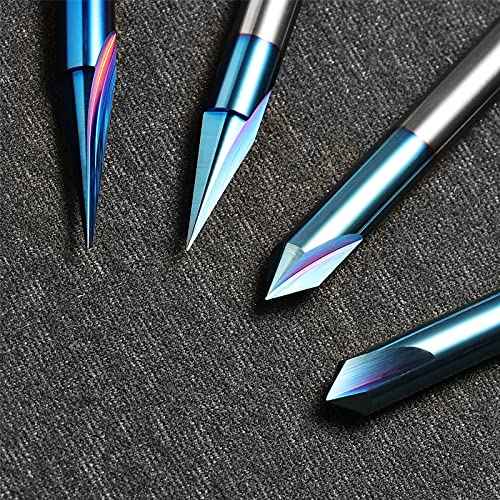 Genmitsu CNC Wood Carving Router Bits Set, 1/4'' Shank, 4 PCS, 15¡Æ Detail Carving Liner+ 20¡Æ Profile bit+ 60¡Æ & 90¡Æ V Groove, WC04A