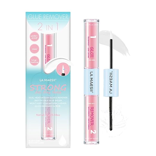 LA MAESII Lash Glue and Remover Waterproof for Long Lasting, Quick Dry Lash Glue, Gentle Non-Irritating Lash Remover, 2 in 1 Lash Adhesive for Sensitive Eyes(Clear)