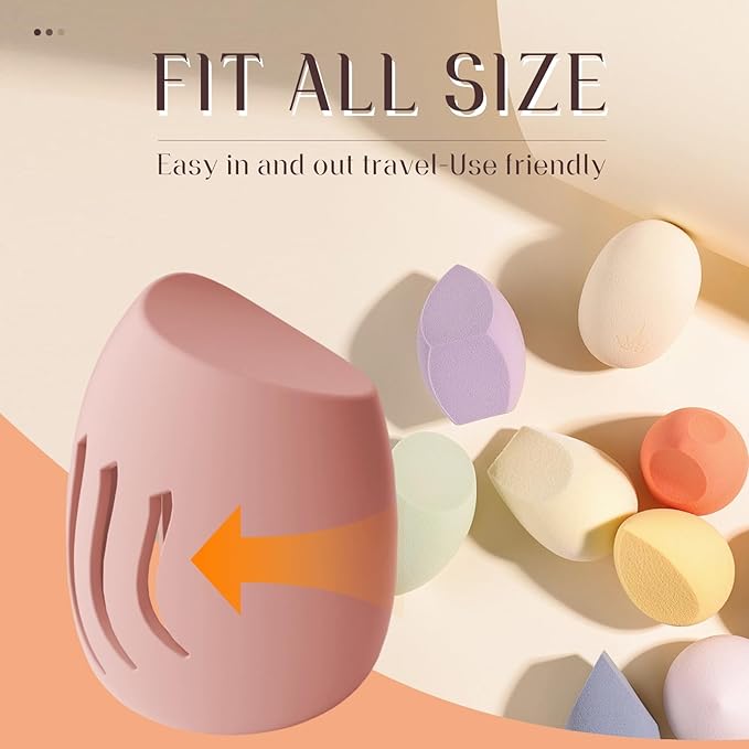 Silicone Makeup Sponge Holder,Double-Sided Breathable Makeup Sponge Case for Business, Travel or Daily,Fit All Sponges,Quick Drying,Easy to Carry (Pink)