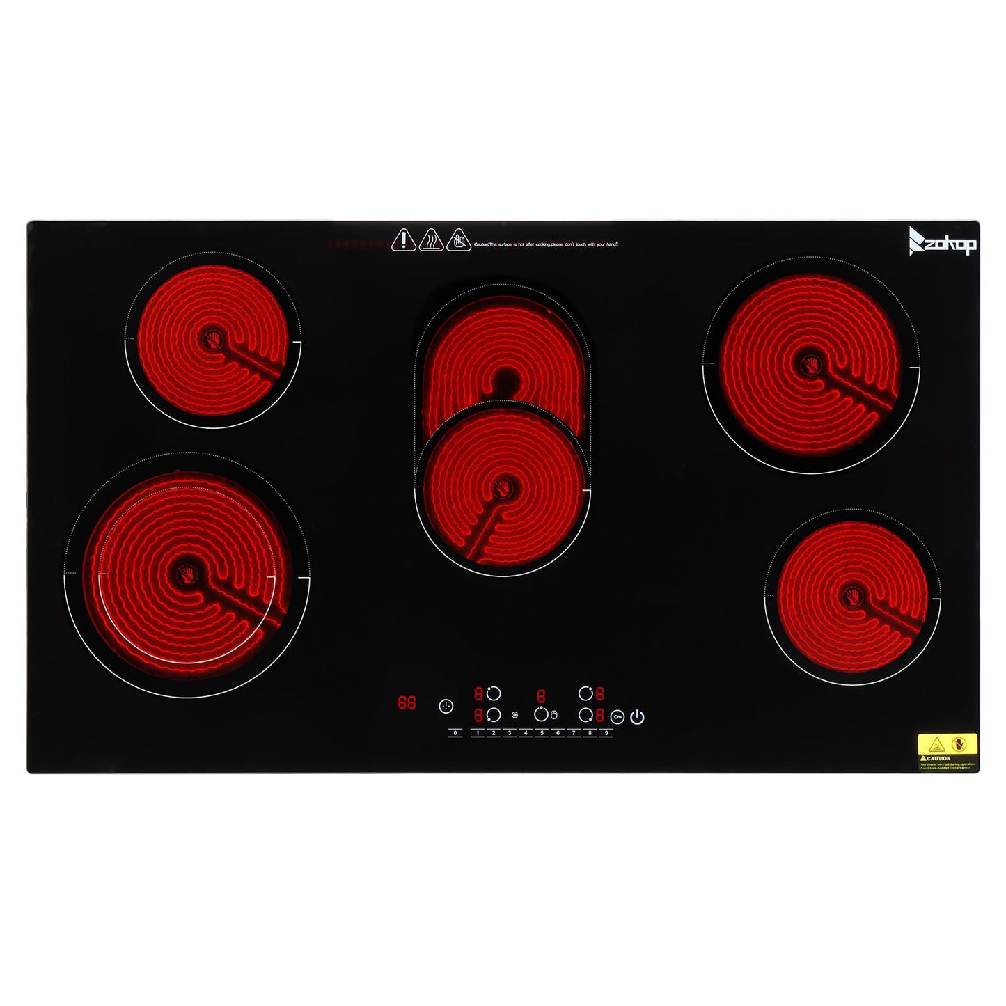 Winado 2 Burners Electric Ceramic Cooktop 20 inch, 220-240V Flat Top Stove, Multi-function Elecric Stovetop w/9 Heating Level, Timer & Kid Safety Lock, Sensor Touch Control, Timer Setting, Plug, 3000W