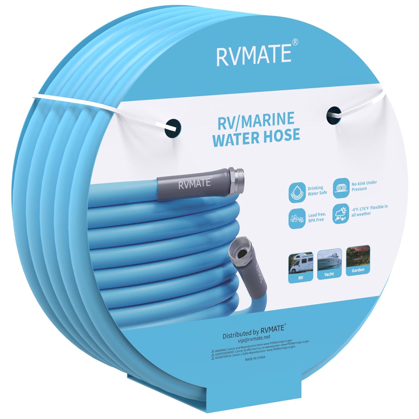 RVMATE RV Water Hose 15FT, 5/8” Inner Diameter Drinking Water Hose Lead-free, No Leaking Garden Hose For RV/Trailer/Camping, RV Accessories