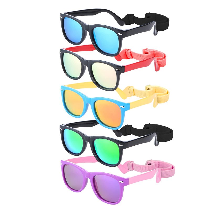 azuza 5 Pack Kids Sunglasses Silicon Unbreakable Polarized UV Protected Sports toddler Sunglasses for Kids Boys and Girls