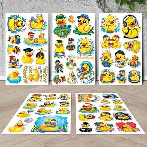 Rubber Duck Stickers 50 Pieces Vinyl Waterproof Decal for Laptop Water Bottle Phone Car Window Bike Motorcycle Stakeboard Scrapbook Ducks Sticker Gifts for Kid Teen Adult