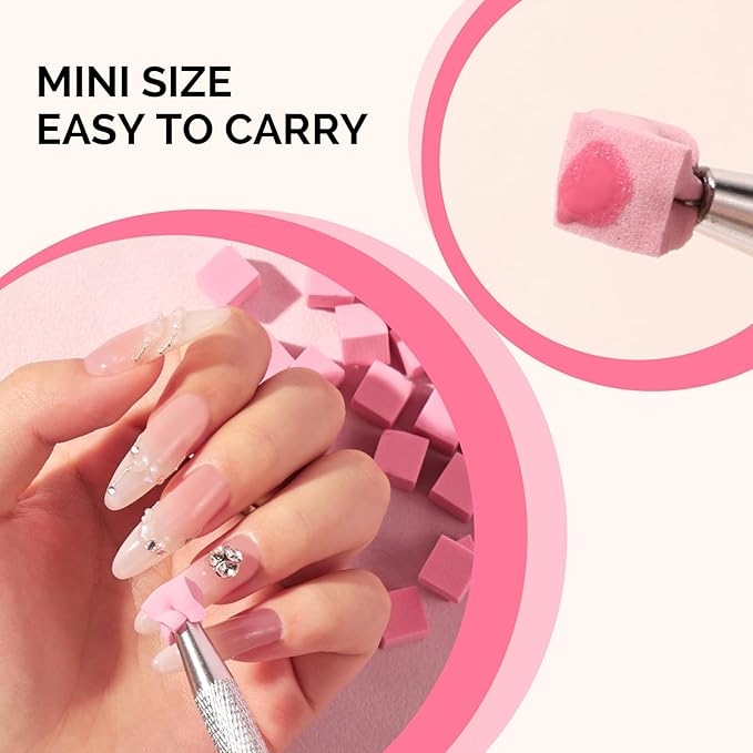 MelodySusie Soft Nail Sponges for Ombre, Nail Art Sponges With Grabbing Pen, Blooming Nails, Gradient Nail, Manicure Nail Art Tools, Professional Accessories Supplies for Home and Salon Use