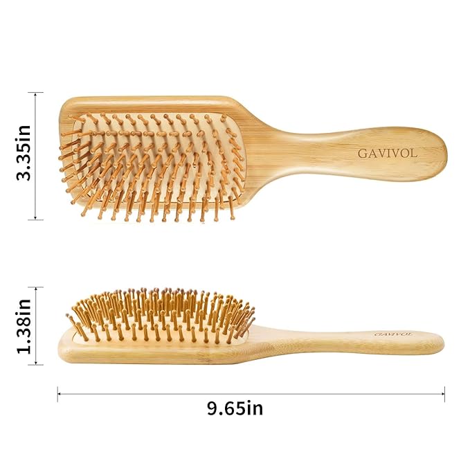 Bamboo Hair Brush for Hair Growth Natural Bamboo Bristles Detangling Wooden Hair Brush with Ergonomic Handle Ideal for Scalp Massage Perfect for Women Men and Kids All Hair Types