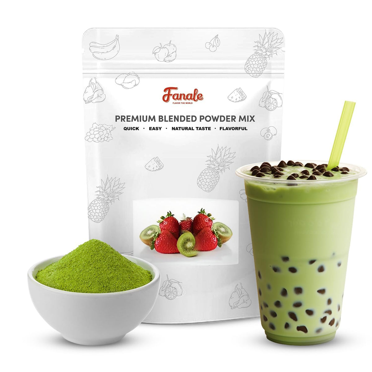 Fanale Premium Matcha Green Bubble Tea Flavoring Powder | Perfect for Baking, Smoothies, Desserts and Drinks | Instant Flavoring Powder for Boba Milk Tea - 2.2 Pounds (Pack of 1)