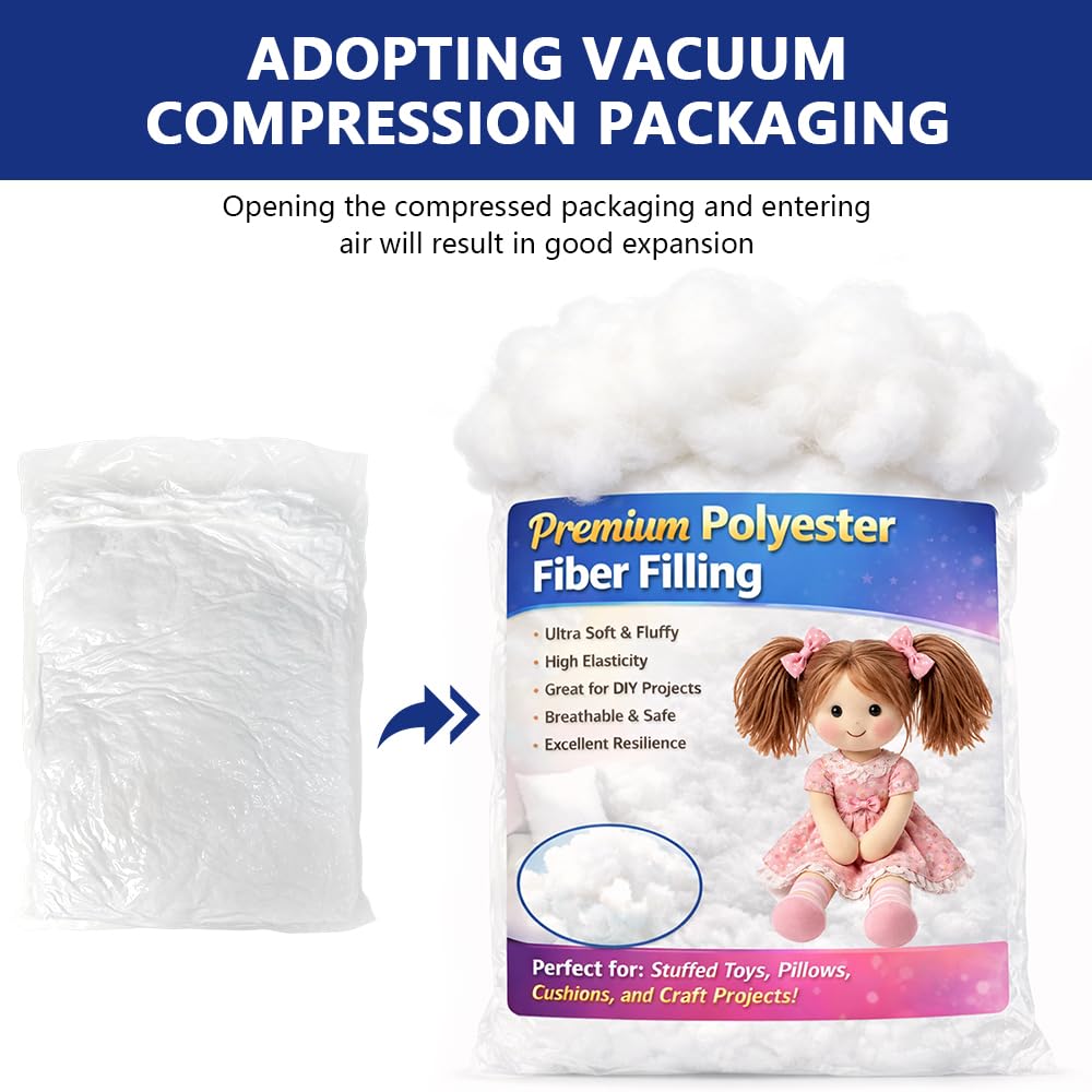 Welacer Polyfill Stuffing 19.2oz/544g for Small Crafts, Premium Polyester Fiber Fill for Stuffed Animals, Crochet Toys, Cushions & DIY Projects, Soft High Resilience, Machine Washable