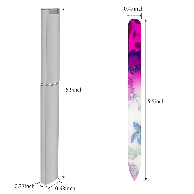 5 Pack Glass Nail Files with Case Crystal Glass Fingernail Files Double Sided Glass Nail File Mixed Color Manicure Set for Gentle Nail Care Christmas Gifts Stocking Stuffers for Women