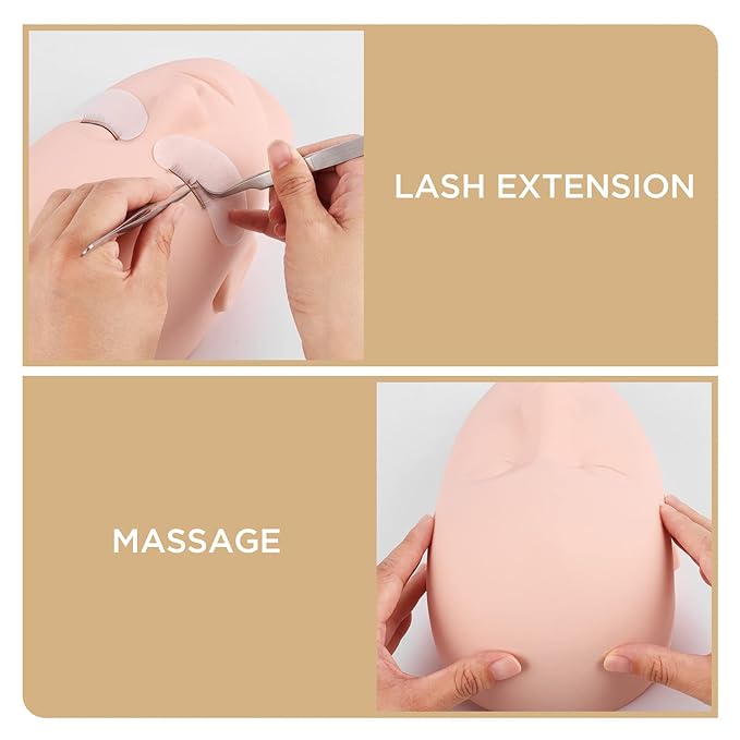 LASHVIEW Lash Mannequin Head, Practice Training Head for Make Up and Lash Extention,Cosmetology Face Head,Soft-Touch Rubber,Easy to Clean by Skincare Essential Oil.