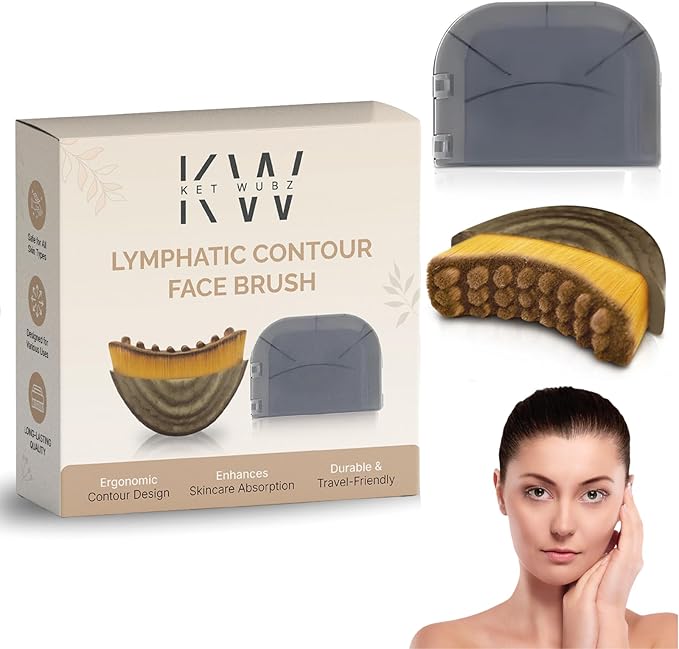 Lymphatic Contour Face Brush, Facial Brush for Lymphatic Drainage, Dry Lymphatic Massage Brush, Face Sculpting Brush, Contour Face Brush, Jawline and Chin Sculpting, Face Depuffer, Facial Tool