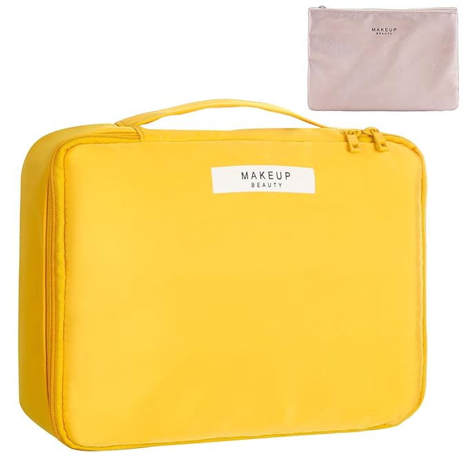 Travel Makeup Bag Cosmetic Bag Makeup Bag Toiletry bag for women and men (Yellow)