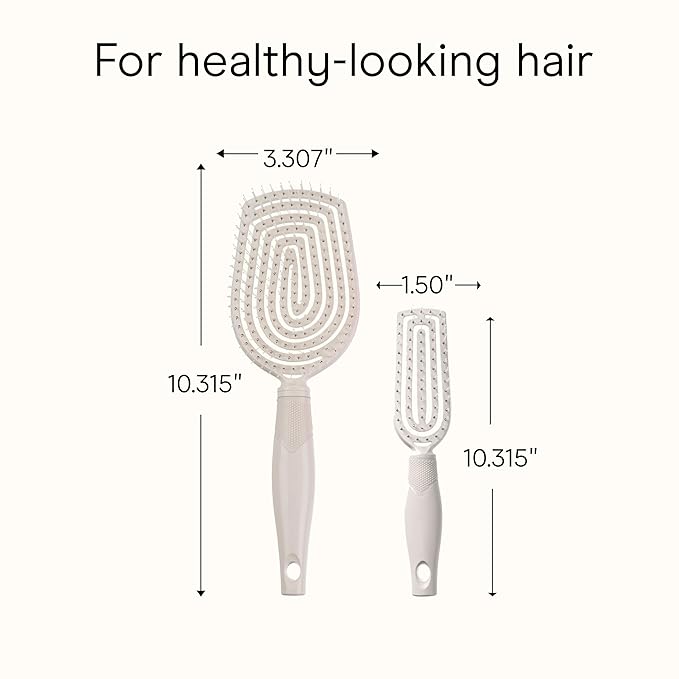 Conair Scalp Care Detangling hairbrush 2pk - Fullsize +Travel Hair Brush - Scalp Massager - hairbrushes for women & men - detangler for all lengths and types - can use wet or dry - Grey Luxe