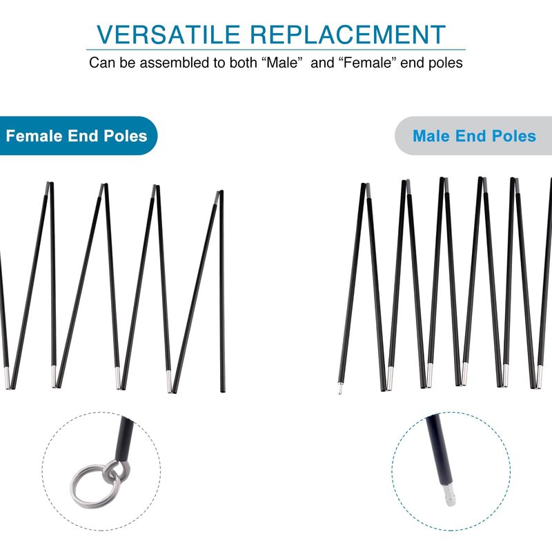 BRILLIANCE4U Tent Poles Replacement 0.33”/8.5mm, Fits Both Female and Male Ends, Lightweight Tent Pole Repair Kit, 7001 Aluminum Alloy Tent Rod, 14ft 7in 1 Pole Pack
