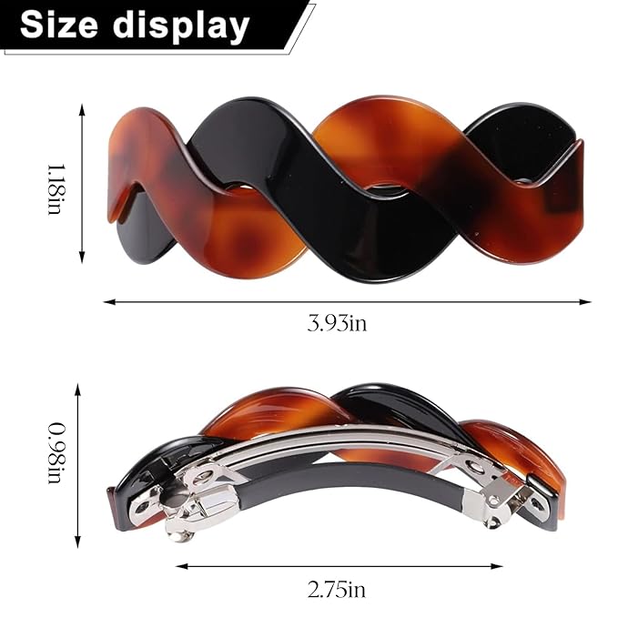 Hair Clips (3 Count) - Large Hair Barrettes for Thick Hair - 3pcs Elegant French Barrettes Retro Hair Accessories for Women Daily Wear