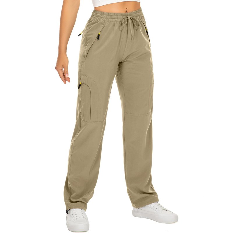 Womens Hiking Pants Sun Protection Quick Dry UPF 50 Lightweight Travel Golf Cargo Safari Pants Zipper Pockets,6608,Khaki,Tall XL