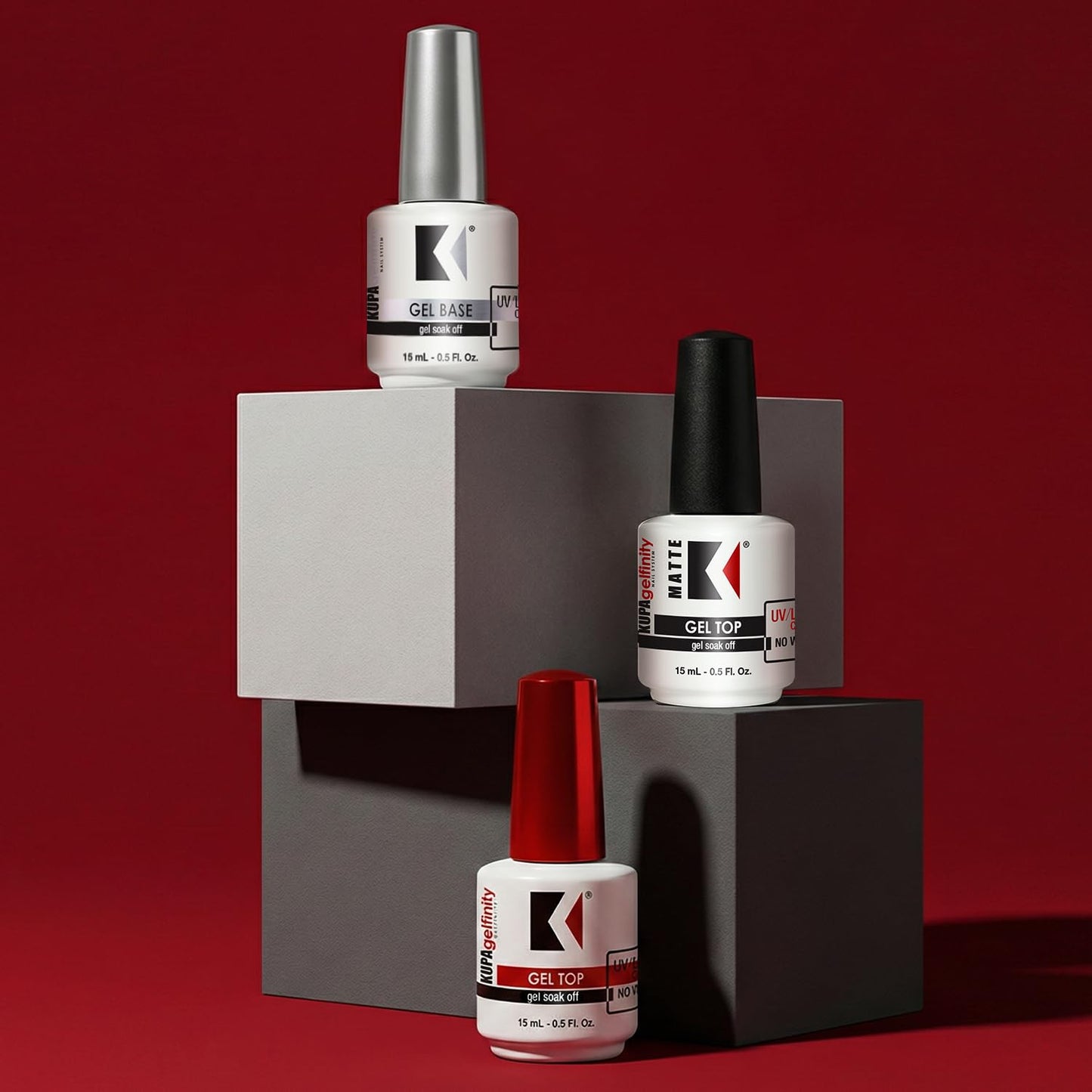 KUPA Gelfinity Gloss & Matte Top Coat, No-Wipe, Long Lasting Soak Off Gel Formula, Chip-Resistant, UV/LED Gel Polish, 0.5 Fl Oz (Pack of 2)