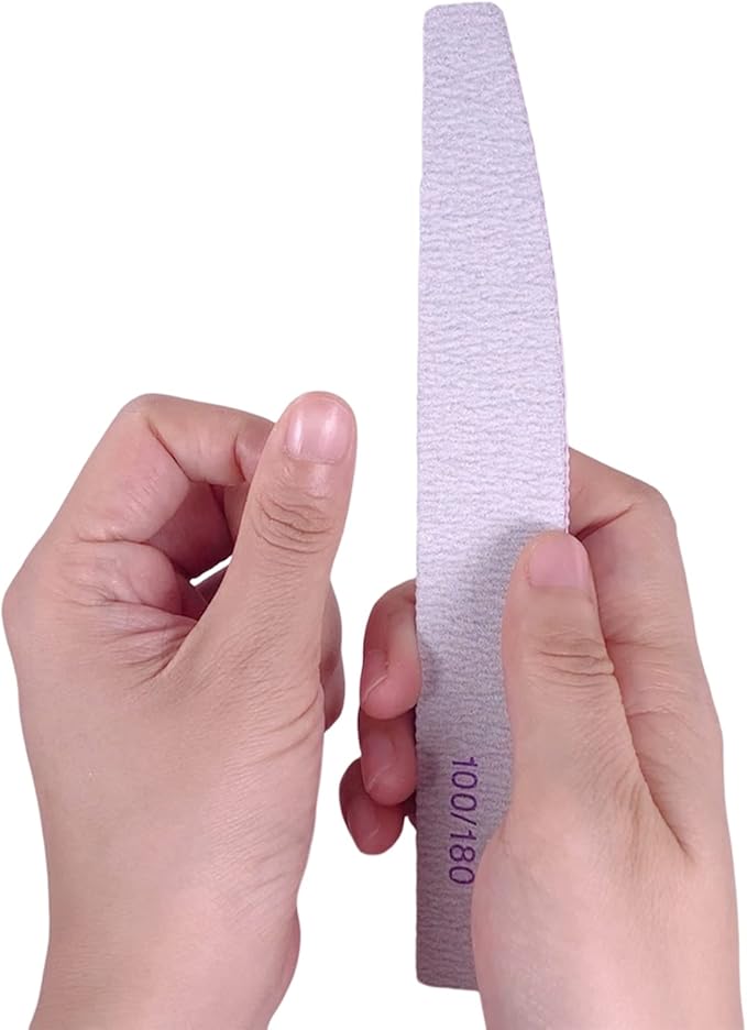 Nail Files (25 Pcs), 100/180 Grit Nail File Emery Board Bulk for Acrylic Nails and Natural Nails, Limas para Unas Acrilicas Profesional Pack Filers for Gel Nail Double Sided Manicure Curved Gray