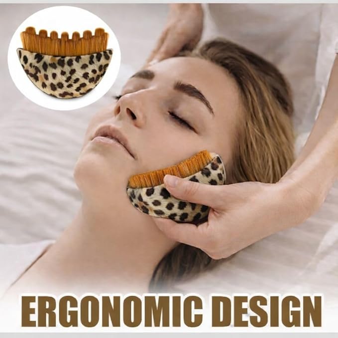 Lymphatic Contour Face Brush Drainage Massager Dry Sculpting Gua Sha Facial Depuffer Tool Massage Skin Lifting Beauty Appliance (1, Leopard)