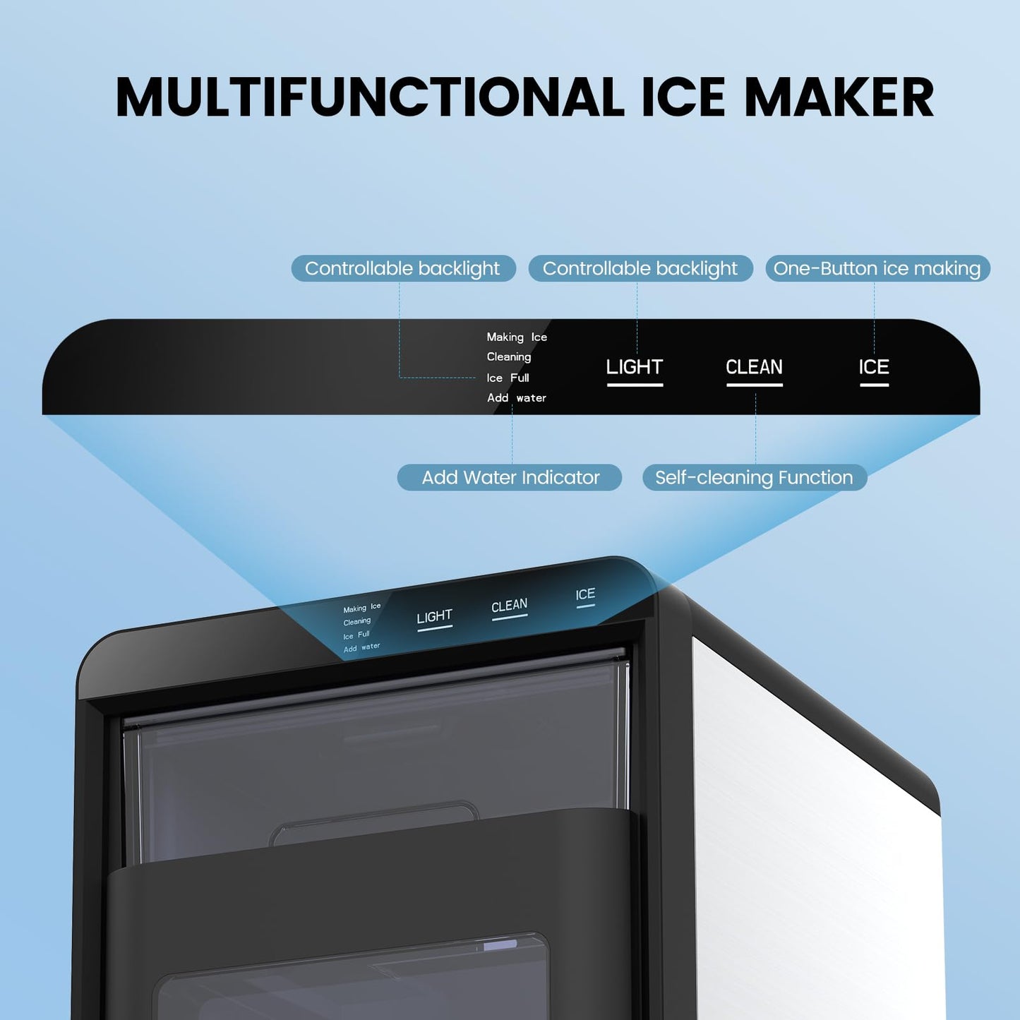 COWSAR Nugget Ice Makers Countertop, 44Lbs/24H Crushed Ice Maker & Pebble Ice Machine, Pellet Ice Makers with Ice Scoop &Removable Basket,Sonic Countertop Ice Machine for Home/Kitchen/Office