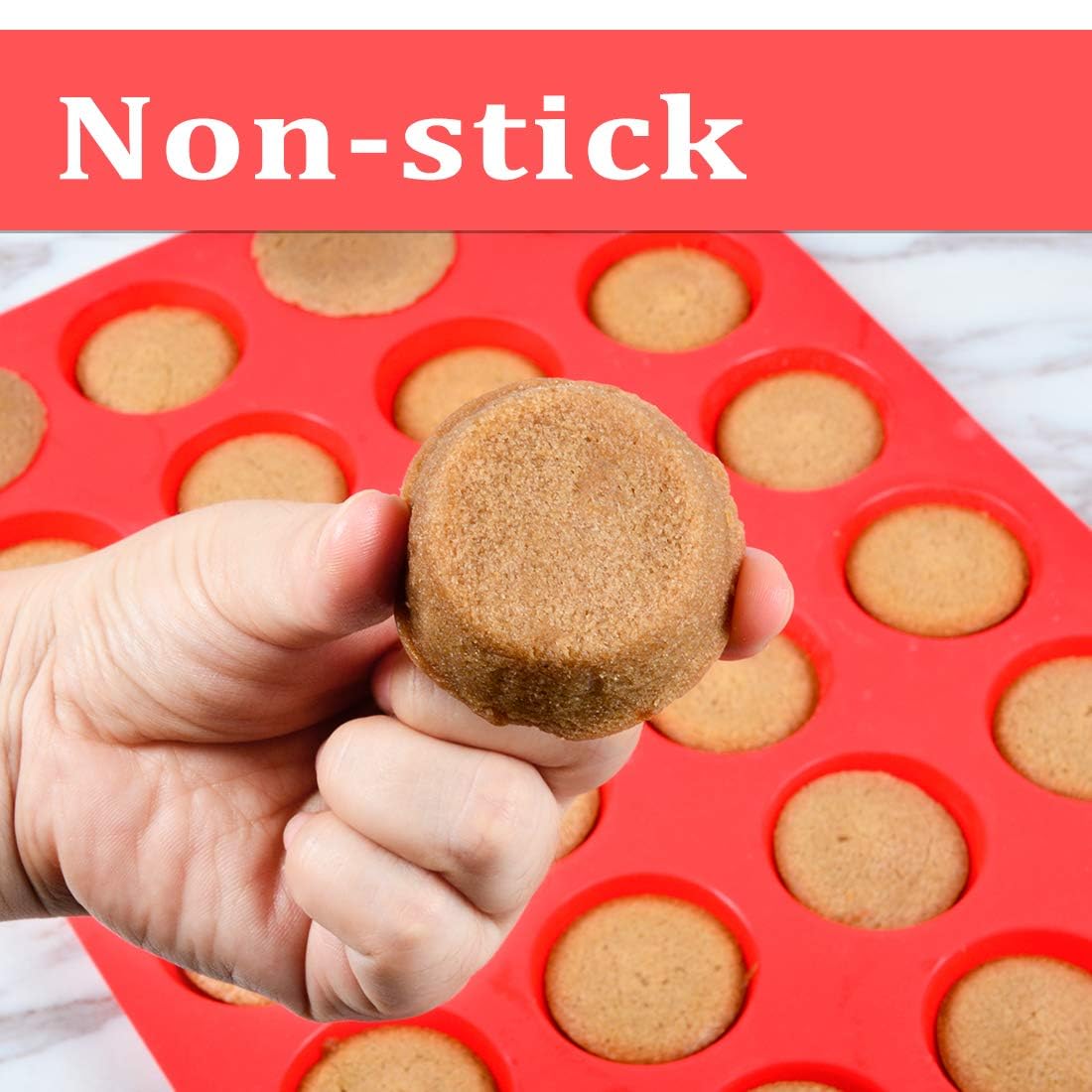 Silicone Mini Muffin Pan, 24 Cups Mini Cupcake Pans Silicone Muffin Tin for Baking Nonstick 2 Pack